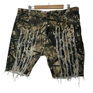 Bleecker & Mercer Shorts Mens Size 40‎ Camouflage Distressed Denim Camo Y2K